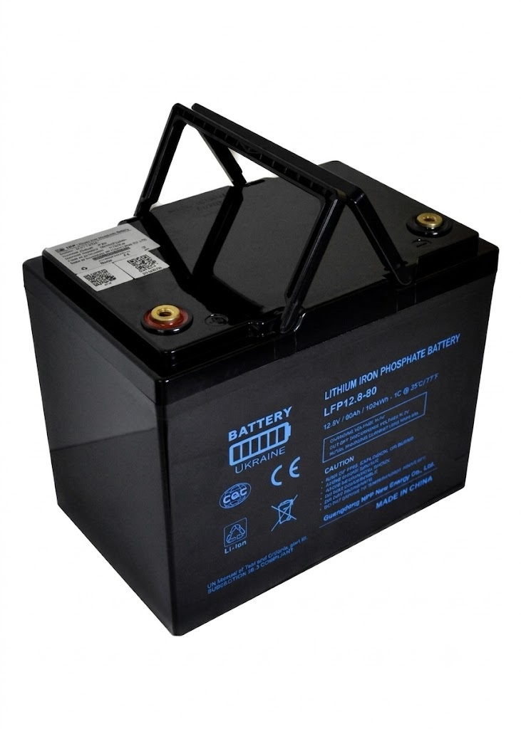 Літій-залізо-фосфатна акумуляторна батарея 12.8V 80Ah (потужність 1024Вт) (VRLA Type) (тм. Battery Ukraine)